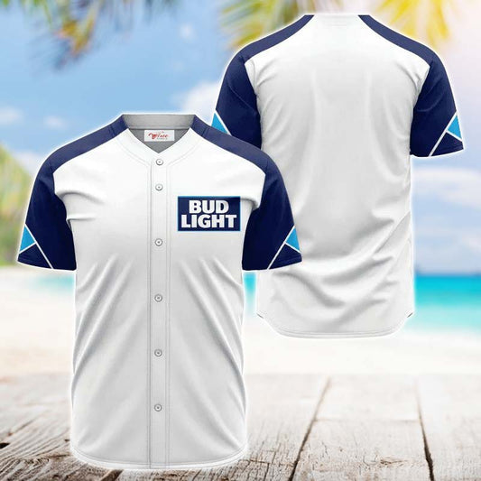 Bud Light White And Blue Jersey Shirt - VinoVogue.com