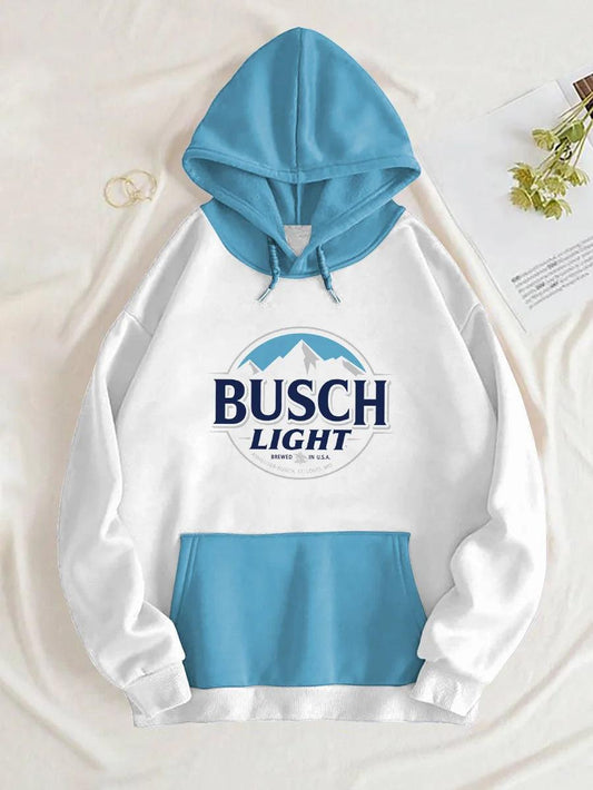 Busch Light Blue And White Basic Hoodie