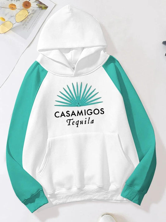 Casamigos Tequila White Hat Front Pocket Hoodie