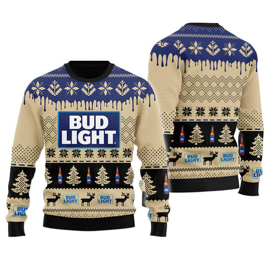 Chevron Pattern Bud Light Christmas Ugly Sweater