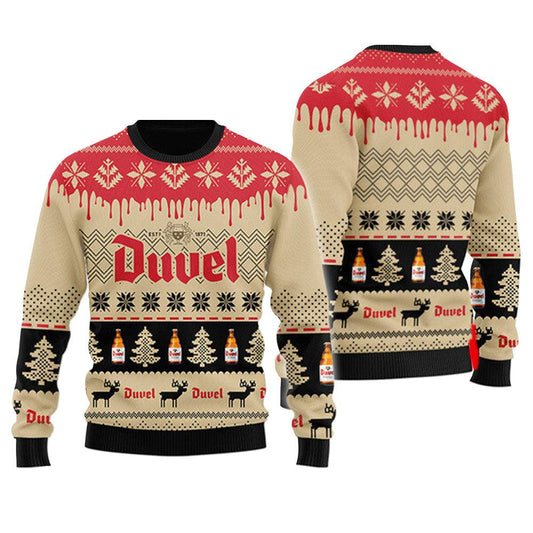Chevron Pattern Duvel Beer Christmas Ugly Sweater