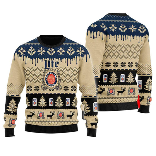 Chevron Pattern Miller Lite Christmas Ugly Sweater