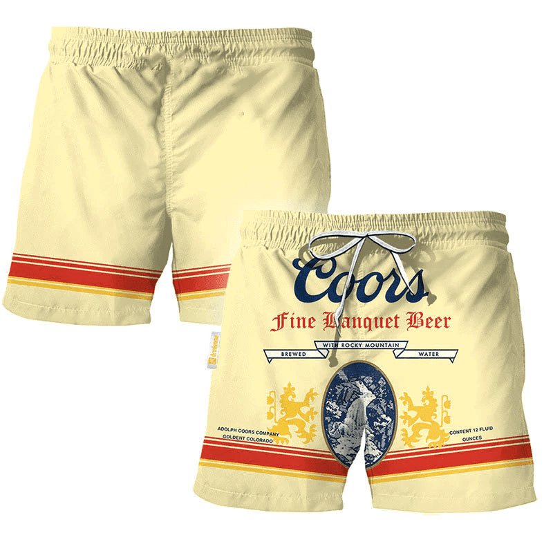 Coors Banquet Beige Swim Trunks Coors Banquet Hawaiian Shorts