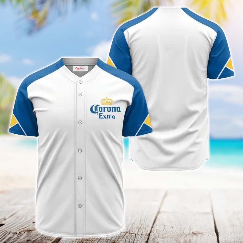 Corona Extra White And Blue Jersey Shirt - VinoVogue.com