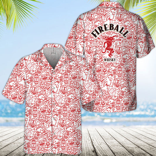 Fireball Summer Doodle Art Hawaiian Shirt
