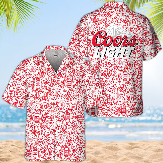 Coors Light Summer Doodle Art Hawaiian Shirt