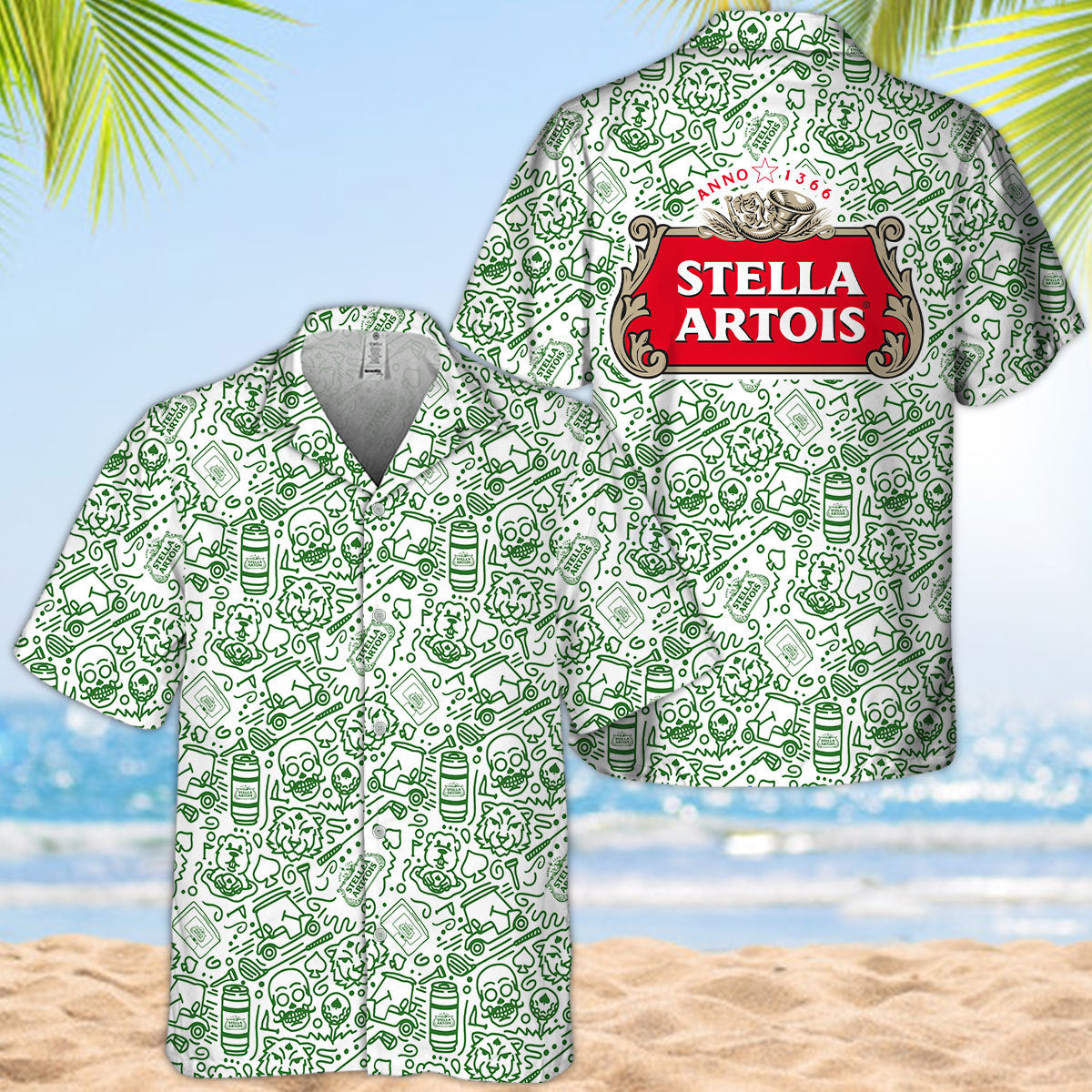 Stella Artois Summer Doodle Art Hawaiian Shirt