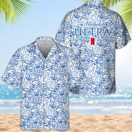 Michelob Ultra Summer Doodle Art Hawaiian Shirt