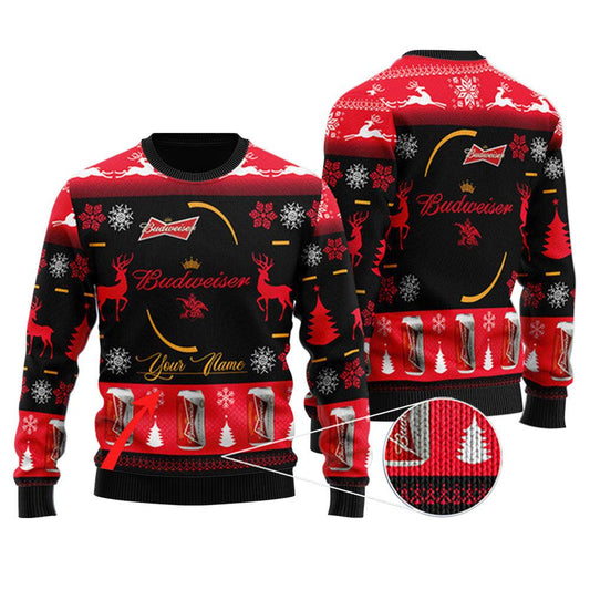 Personalized Budweiser Black Ugly Sweater