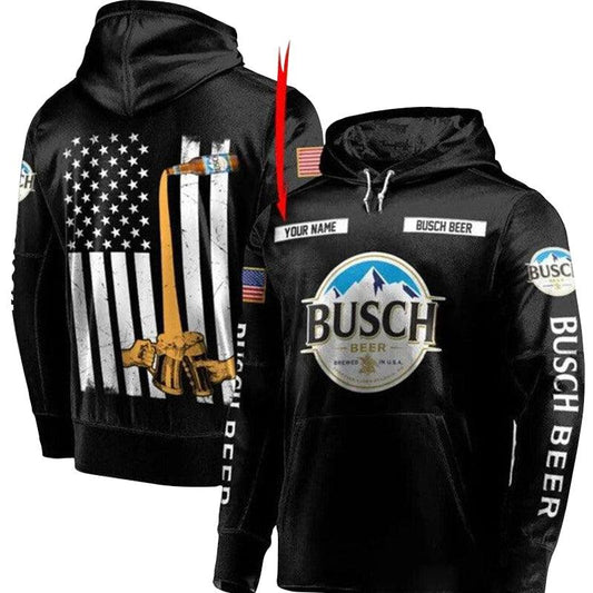 Personalized Busch Beer USA Flag Hoodie