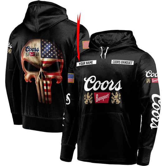 Personalized Coors Banquet American Skull Hoodie
