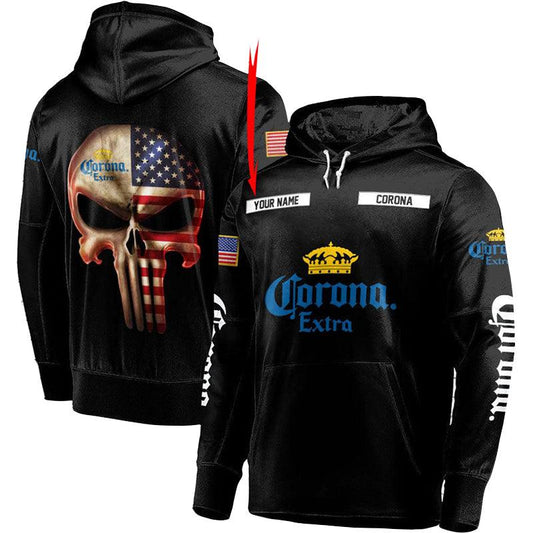 Personalized Corona Extra American Skull Hoodie