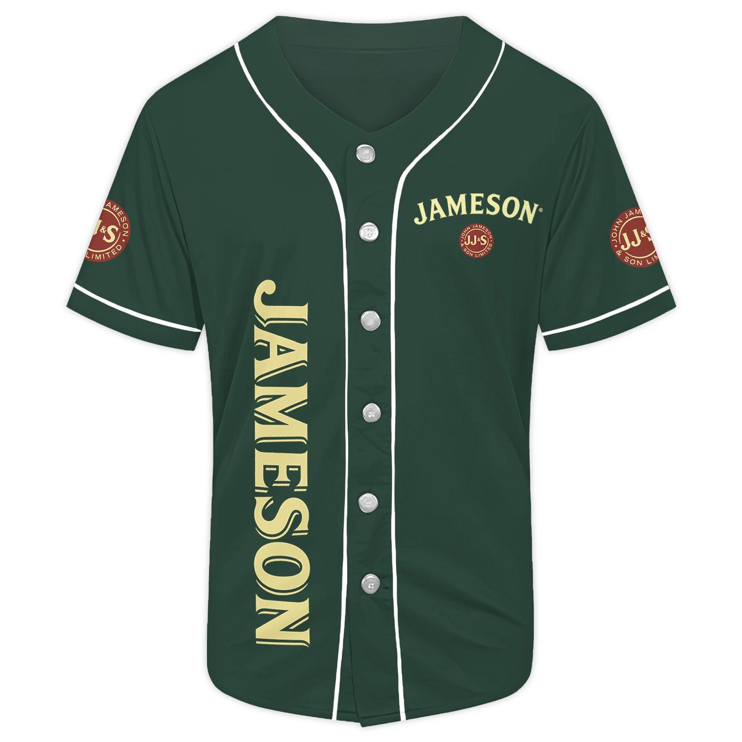 Personalized Green Jameson Whiskey Baseball Jersey
