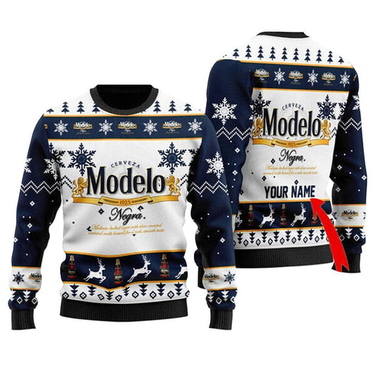 Personalized Modelo Beer Christmas Ugly Sweater