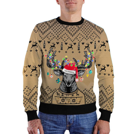 Personalized Reindeer Guinness Christmas Ugly Sweater