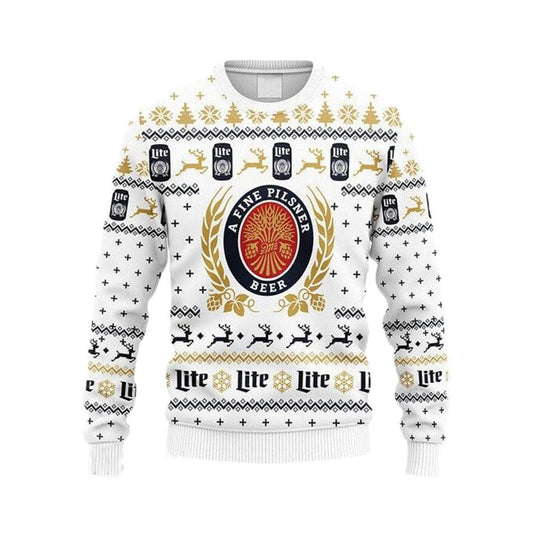Snowflakes Miller Lite Christmas Ugly Sweater