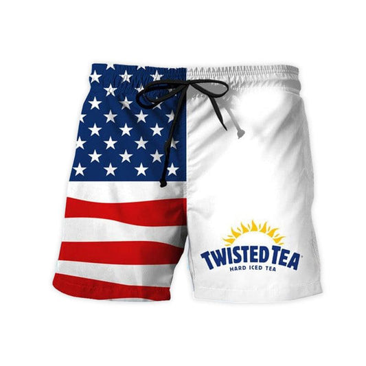 USA Flag Fourth Of July Twisted Tea Swim Trunks