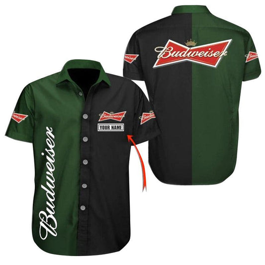 Personalized Green Budweiser Button Shirt