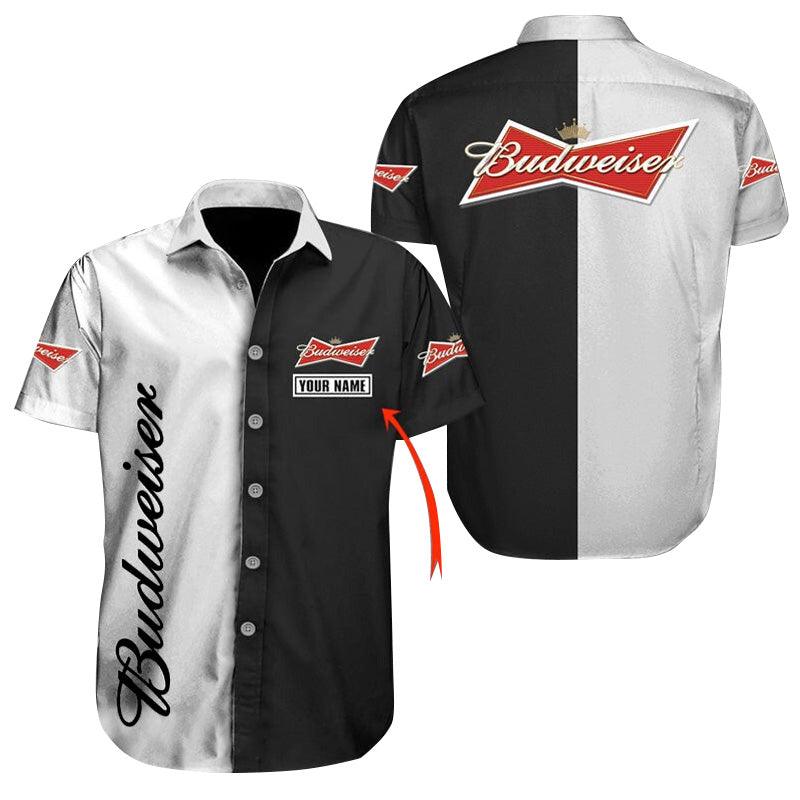 Personalized White Budweiser Button Shirt