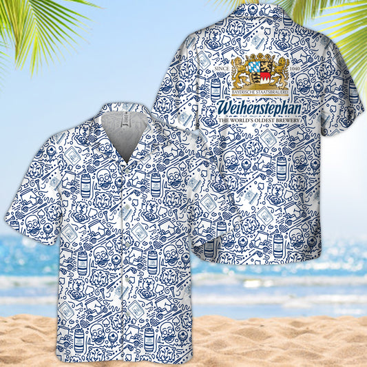 Weihenstephaner Summer Doodle Art Hawaiian Shirt