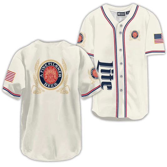 Miller Lite USA Flag Baseball Jersey