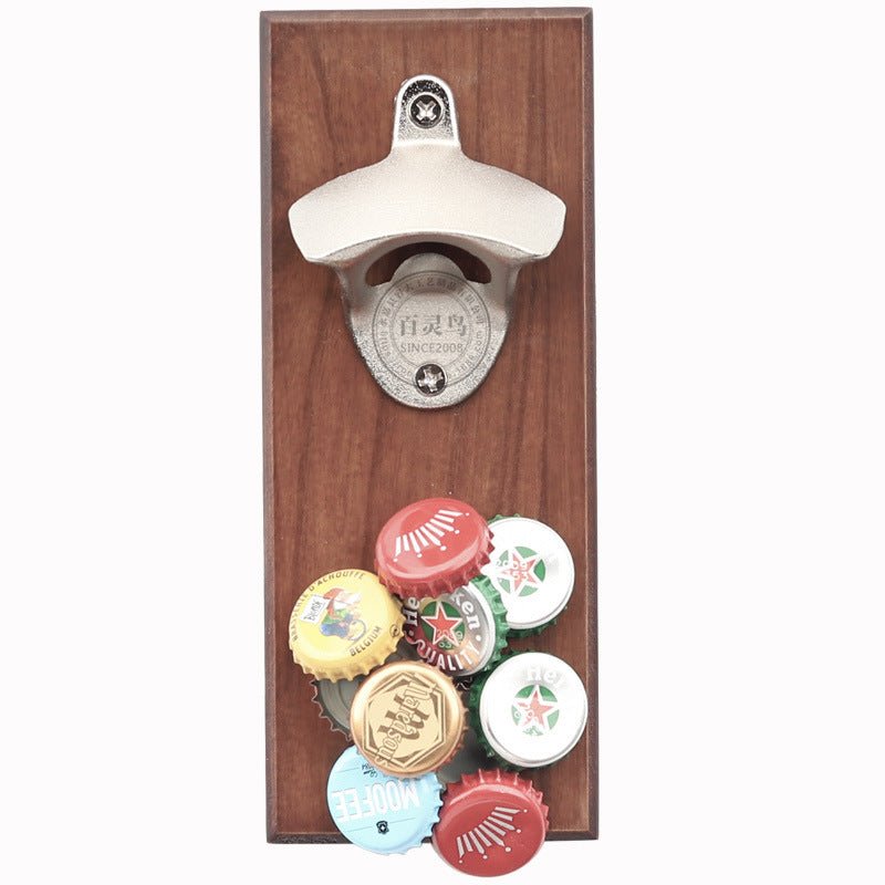 Wall Hanging Refrigerator Sticker Solid Wood Bottle Opener Creative Beer Screwdriver - VinoVogue.com