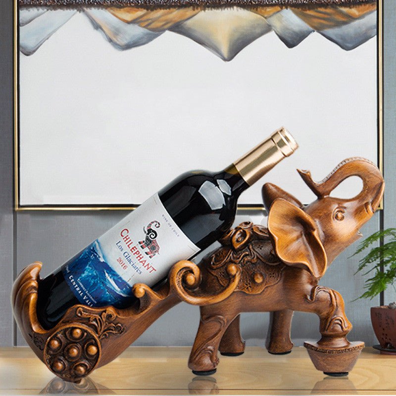 Imitation Wood Elephant Wine Rack Home Furnishings - VinoVogue.com