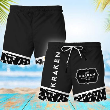 Kraken Rum Bottle Pattern Swim Trunks - VinoVogue.com