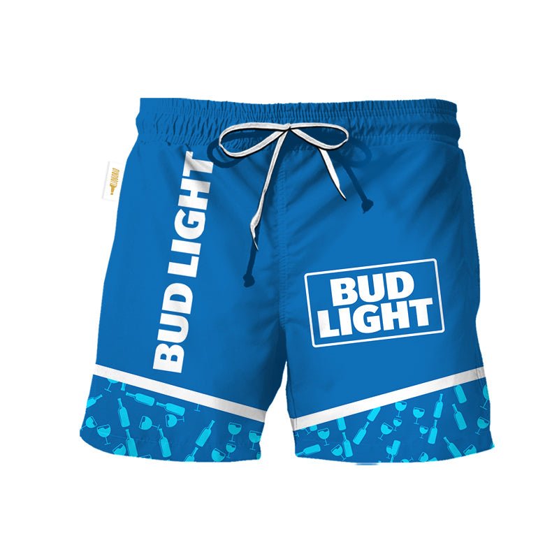 Bud Light Bottle Pattern Swim Trunks - VinoVogue.com