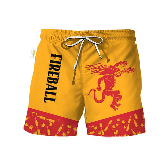 Fireball Bottle Pattern Swim Trunks - VinoVogue.com