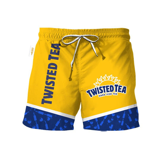 Twisted Tea Bottle Pattern Swim Trunks - VinoVogue.com