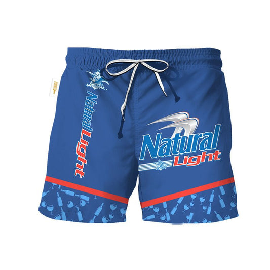 Natural Light Bottle Pattern Swim Trunks - VinoVogue.com