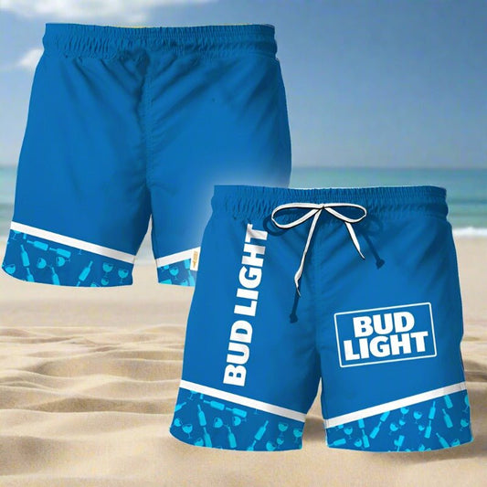 Bud Light Bottle Pattern Swim Trunks - VinoVogue.com