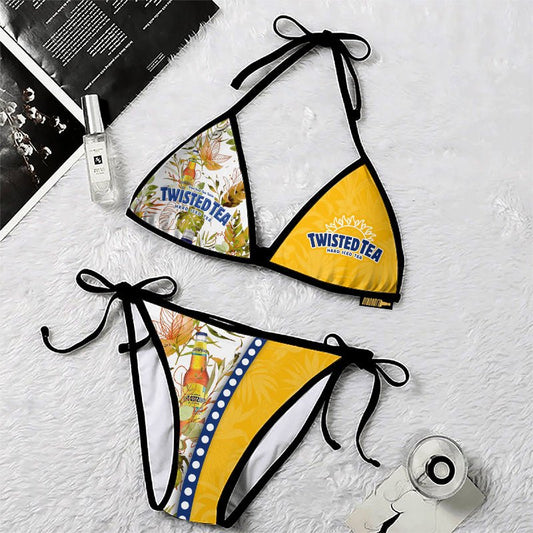 Twisted Tea Flower Triangle Beach Bikini - VinoVogue.com