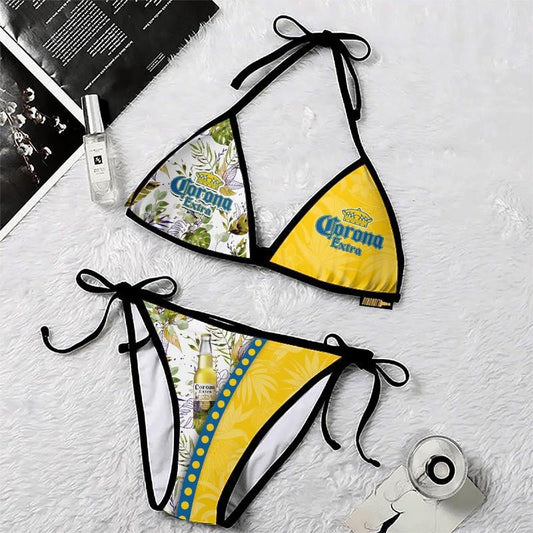 Corona Flower Triangle Beach Bikini - VinoVogue.com