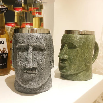 Moai Beer Glass Bottle Opener Stone Portrait
