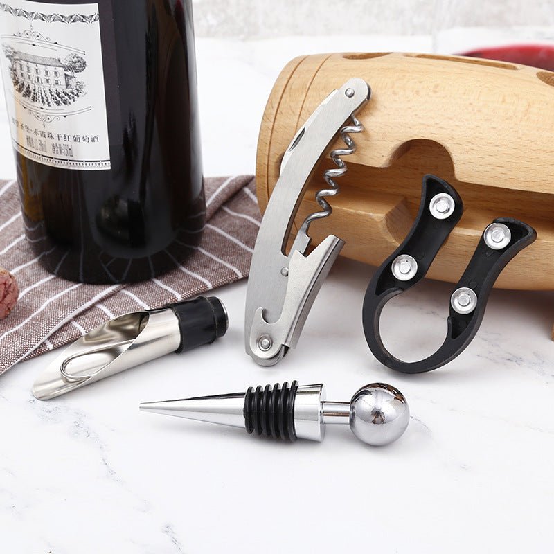 Creativity Wine Corkscrew Set 4 Piece Wooden Swing Stand - VinoVogue.com