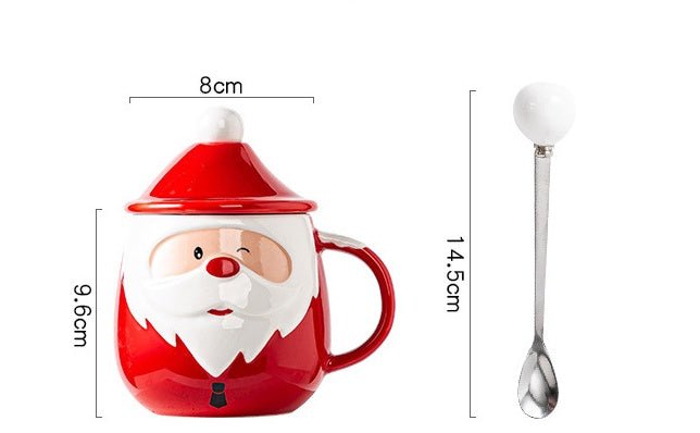 Santa Claus Ceramic Mugs Milk Coffee Cups With Lids Spoons - VinoVogue.com