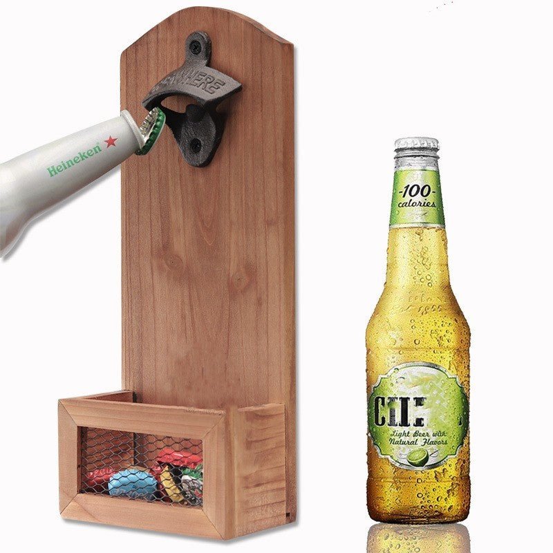 Wall Hanging Refrigerator Sticker Solid Wood Bottle Opener Creative Beer Screwdriver - VinoVogue.com