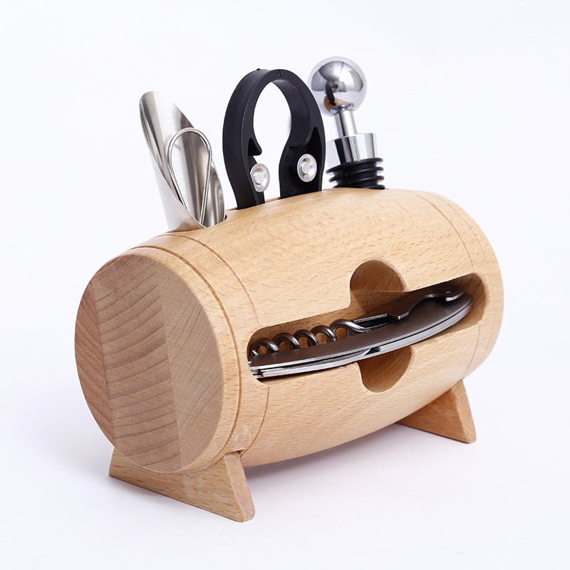 Creativity Wine Corkscrew Set 4 Piece Wooden Swing Stand - VinoVogue.com