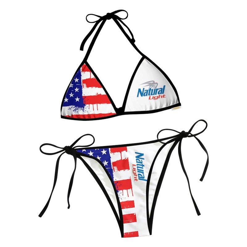 Natural Light American Flag Triangle Beach Bikini - VinoVogue.com