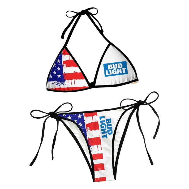 Bud Light American Flag Triangle Beach Bikini - VinoVogue.com