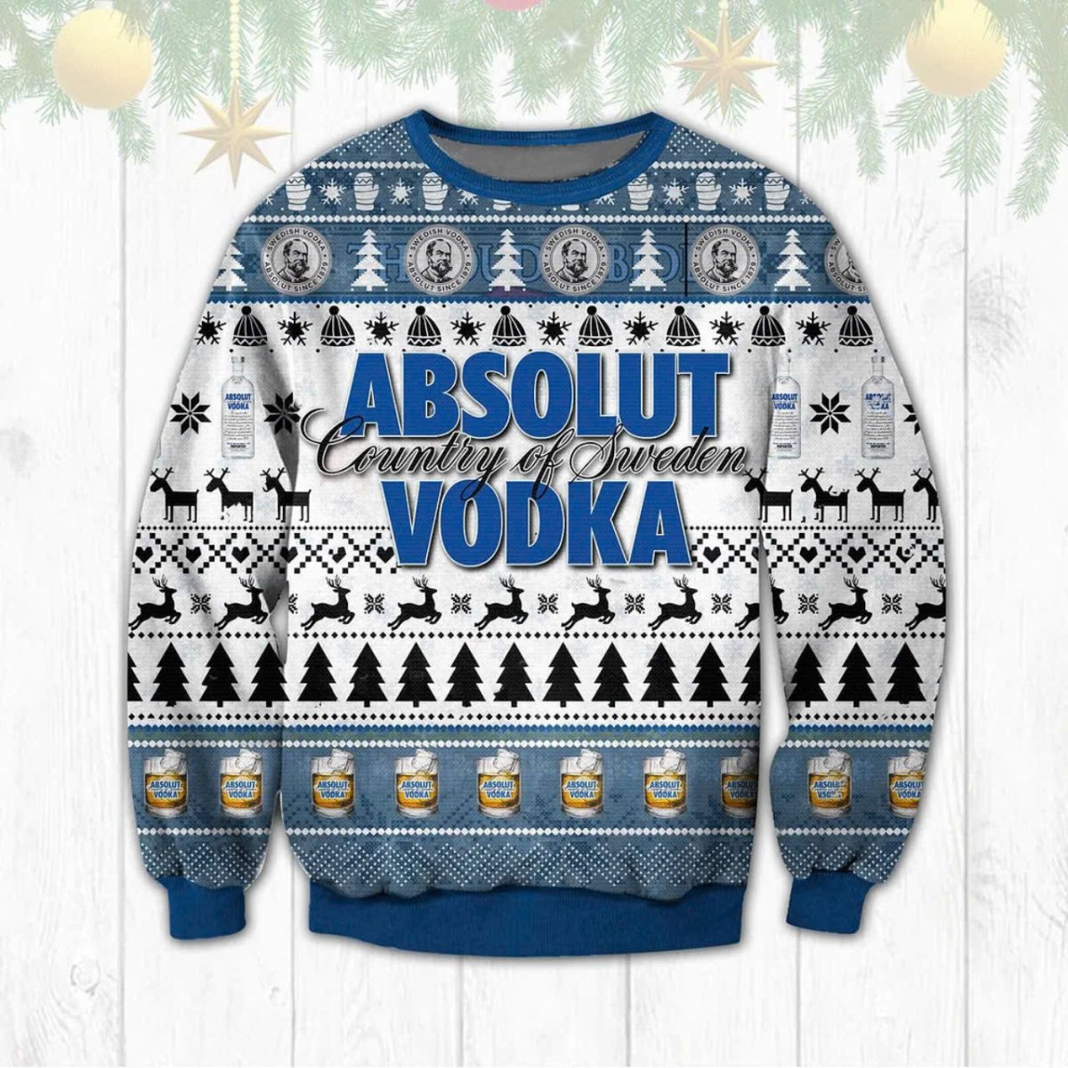 Absolut Vodka Christmas Pine Tree Ugly Sweater - VinoVogue.com