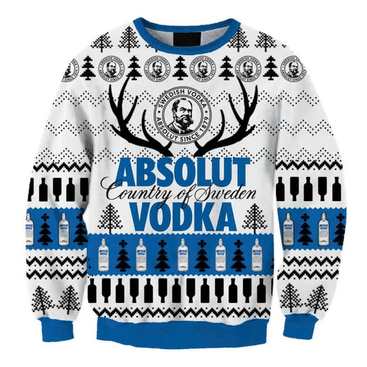 Absolut Vodka Reindeer Horns Ugly Sweater - VinoVogue.com