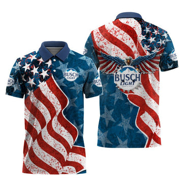 Busch Light American Eagle Flag Polo Shirt - VinoVogue.com