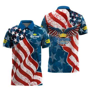 Corona Extra American Eagle Flag Polo Shirt - VinoVogue.com