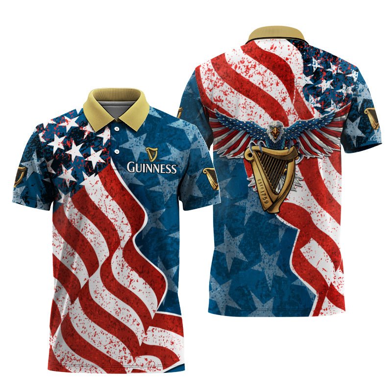 Guinness American Eagle Flag Polo Shirt - VinoVogue.com