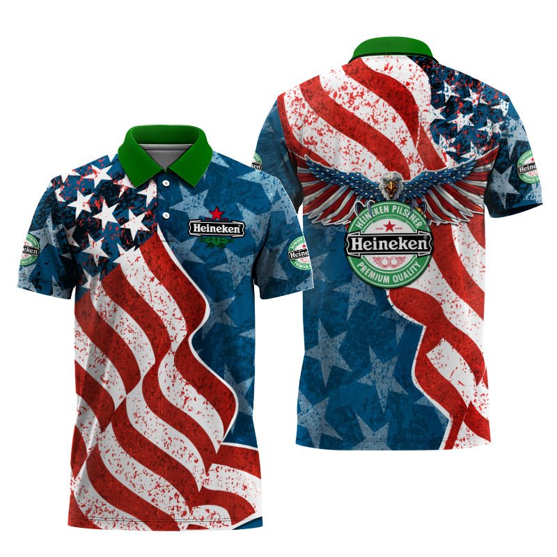 Heineken American Eagle Flag Polo Shirt - VinoVogue.com