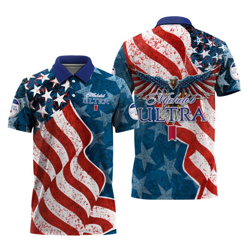 Michelob Ultra American Eagle Flag Polo Shirt - VinoVogue.com