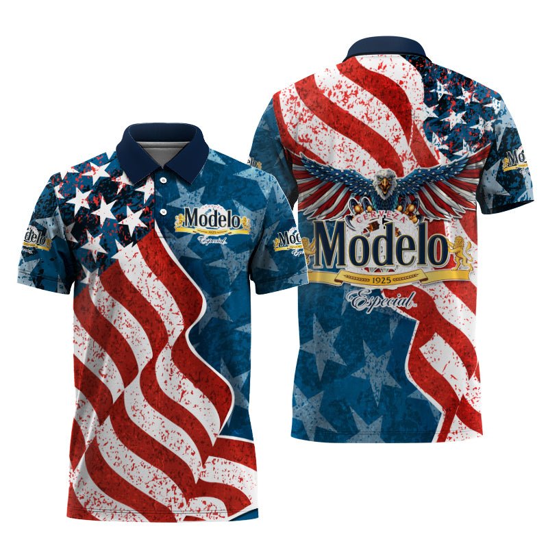 Modelo American Eagle Flag Polo Shirt | Eagle Polo Shirt